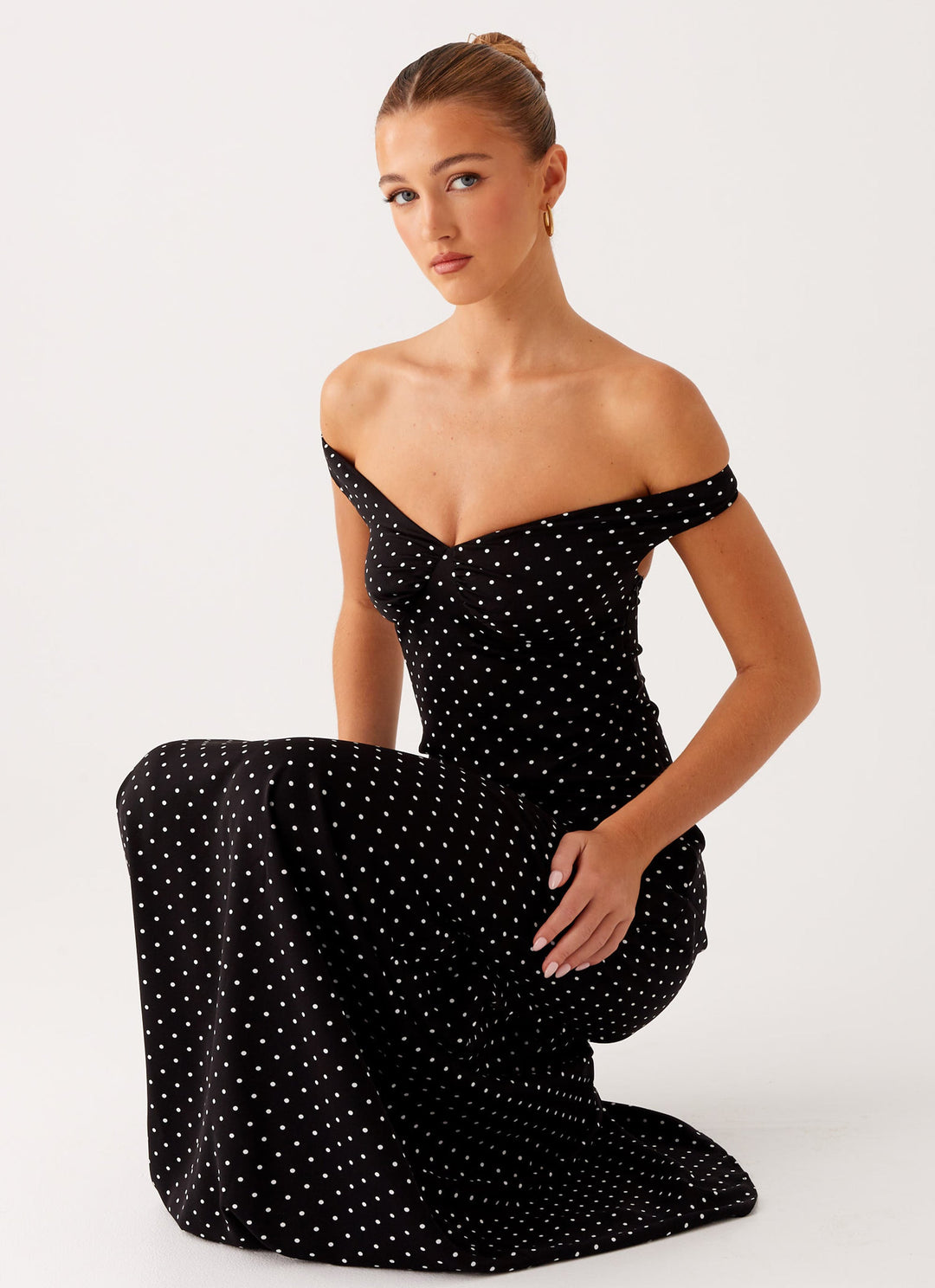 Melany Siyah Puantiye Maxi Elbise