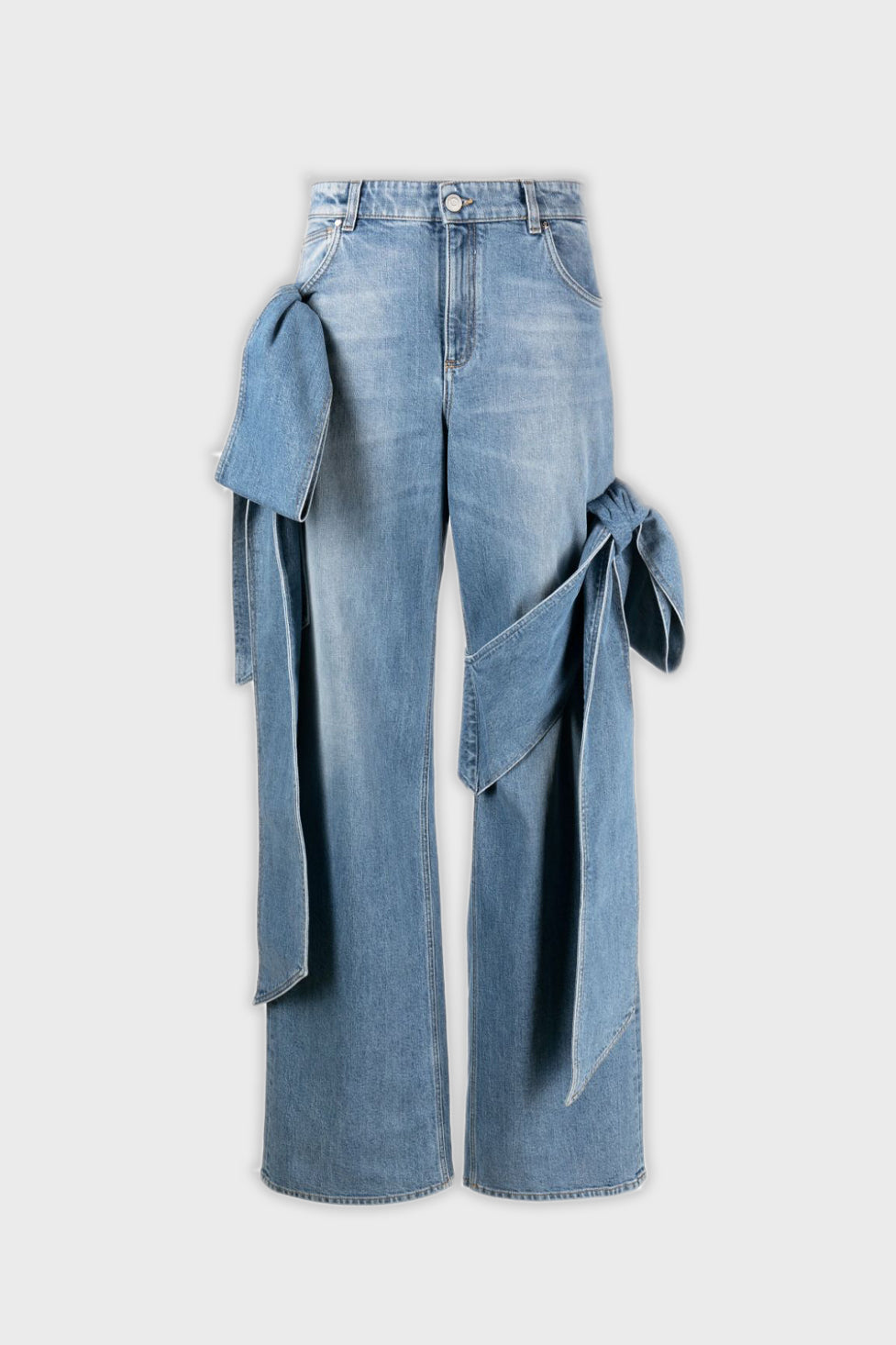 Yüksek Bel Fiyonk Detaylı Jean Pantolon