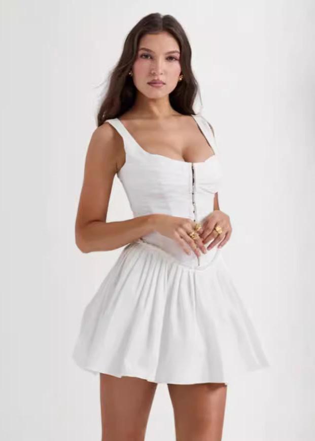Şık Kızıl A-Line Mini Elbise