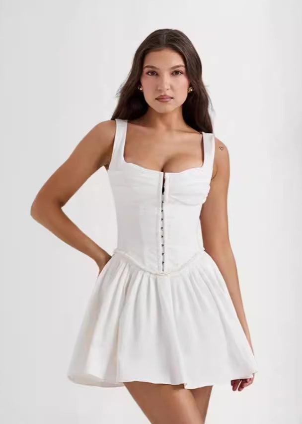 Şık Kızıl A-Line Mini Elbise
