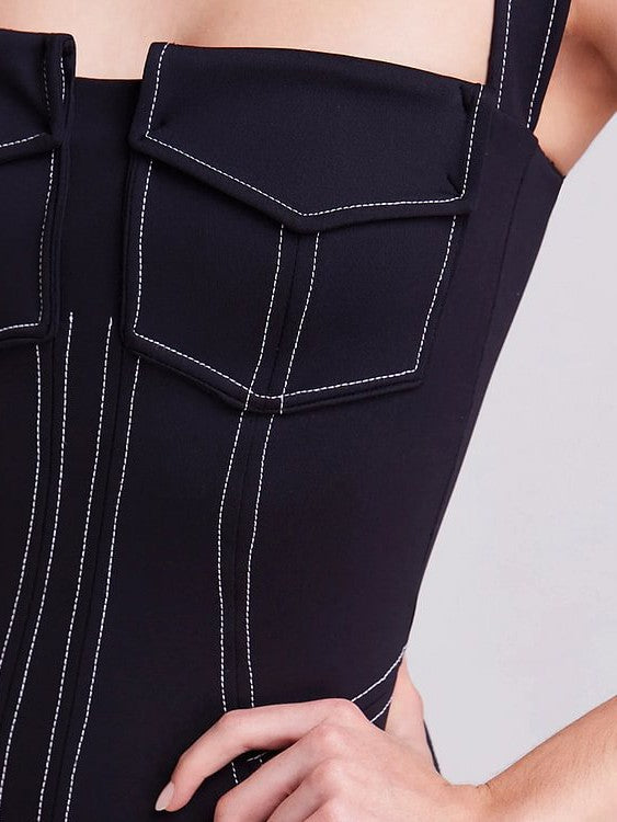 Yüksek Bel Kontur Monokini ve Geniş Paça Pantolon Seti