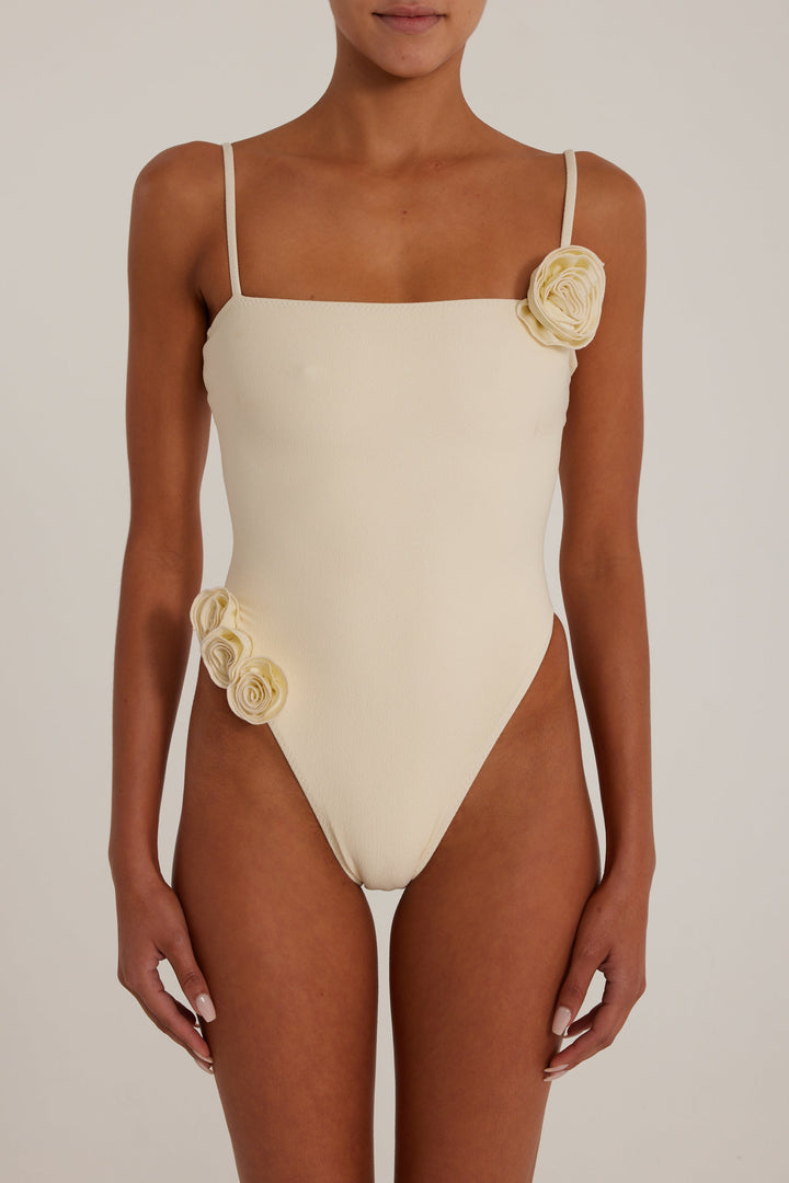 Rosette Choker Tek Parça Yüzme Mayo