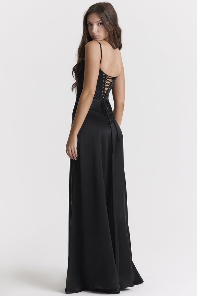 Siyah Dantel Maxi Elbise