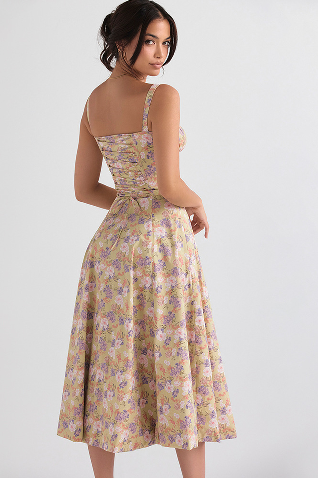 Yüksek Bel Carmen Bustier Midi Elbise