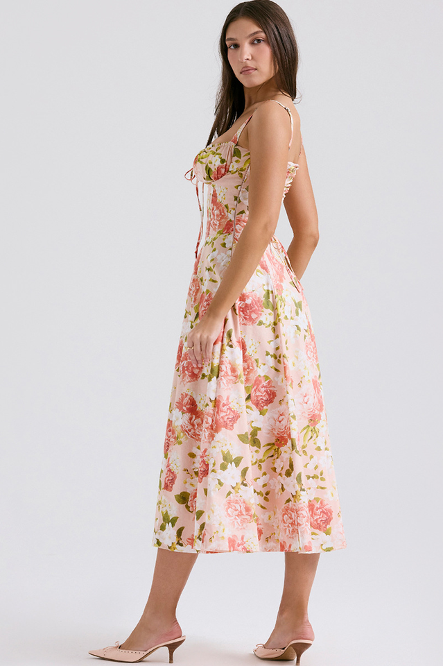 Yüksek Bel Carmen Bustier Midi Elbise