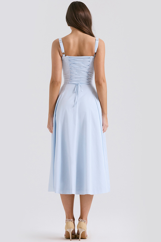 Yüksek Bel Carmen Bustier Midi Elbise