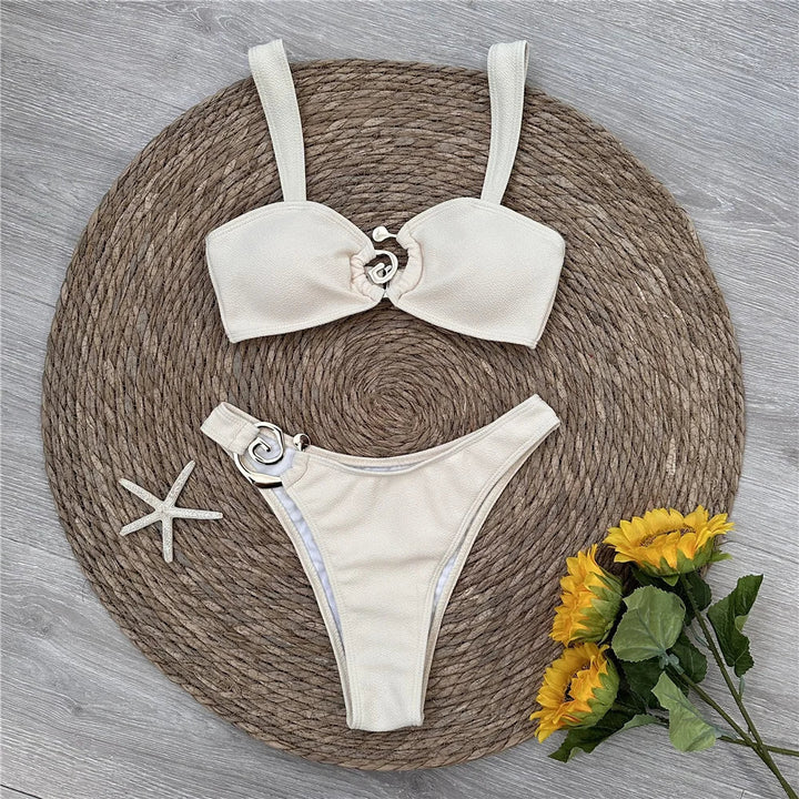 Aspiral Detaylı Yüksek Bel Bikini