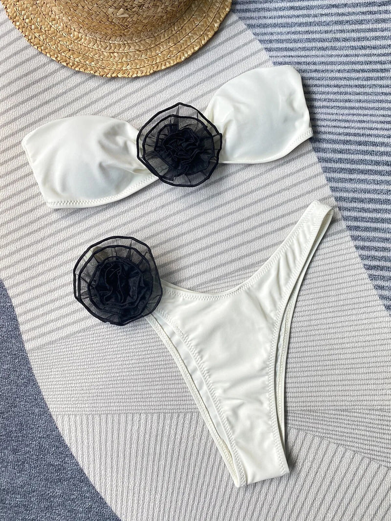 Yüksek Bel Deniz Çiçekleri Bikini