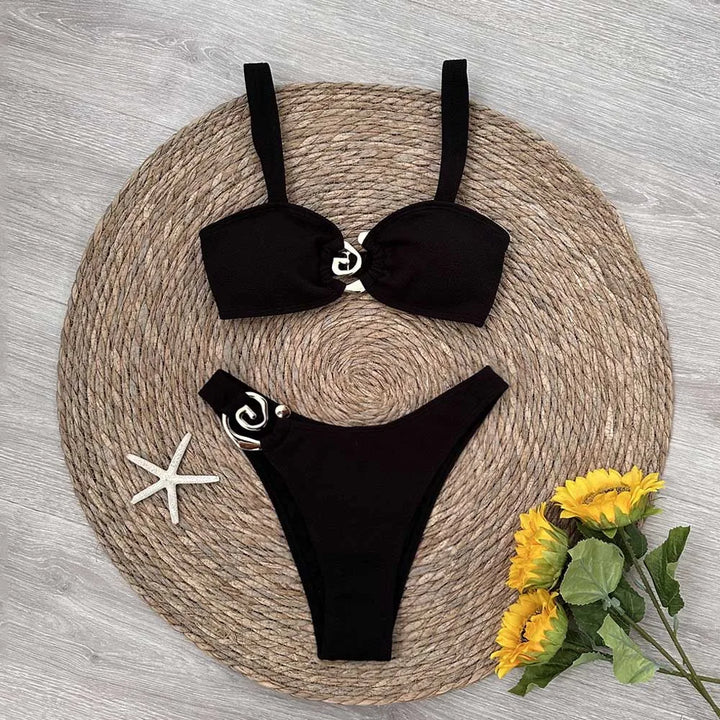 Aspiral Detaylı Yüksek Bel Bikini