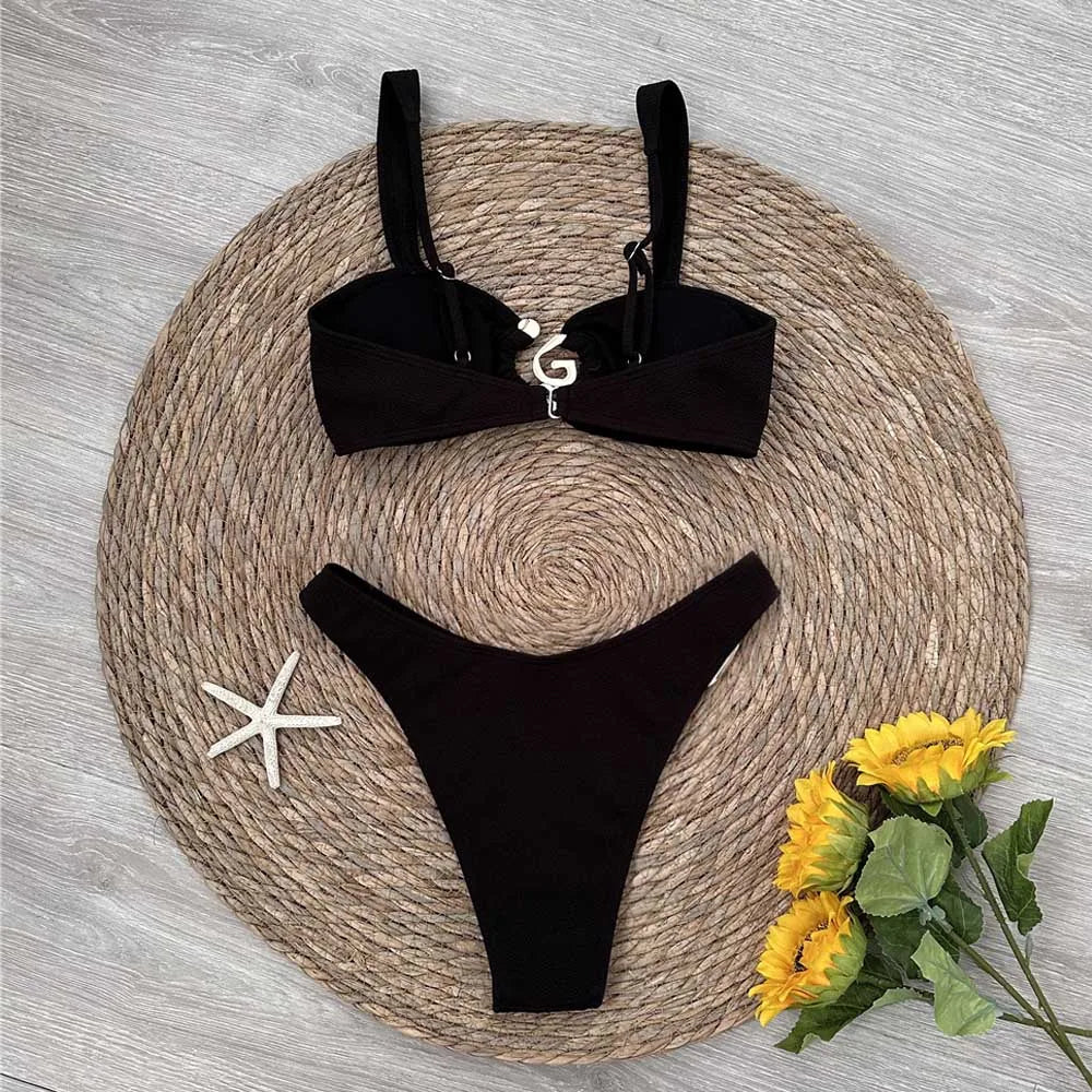 Aspiral Detaylı Yüksek Bel Bikini