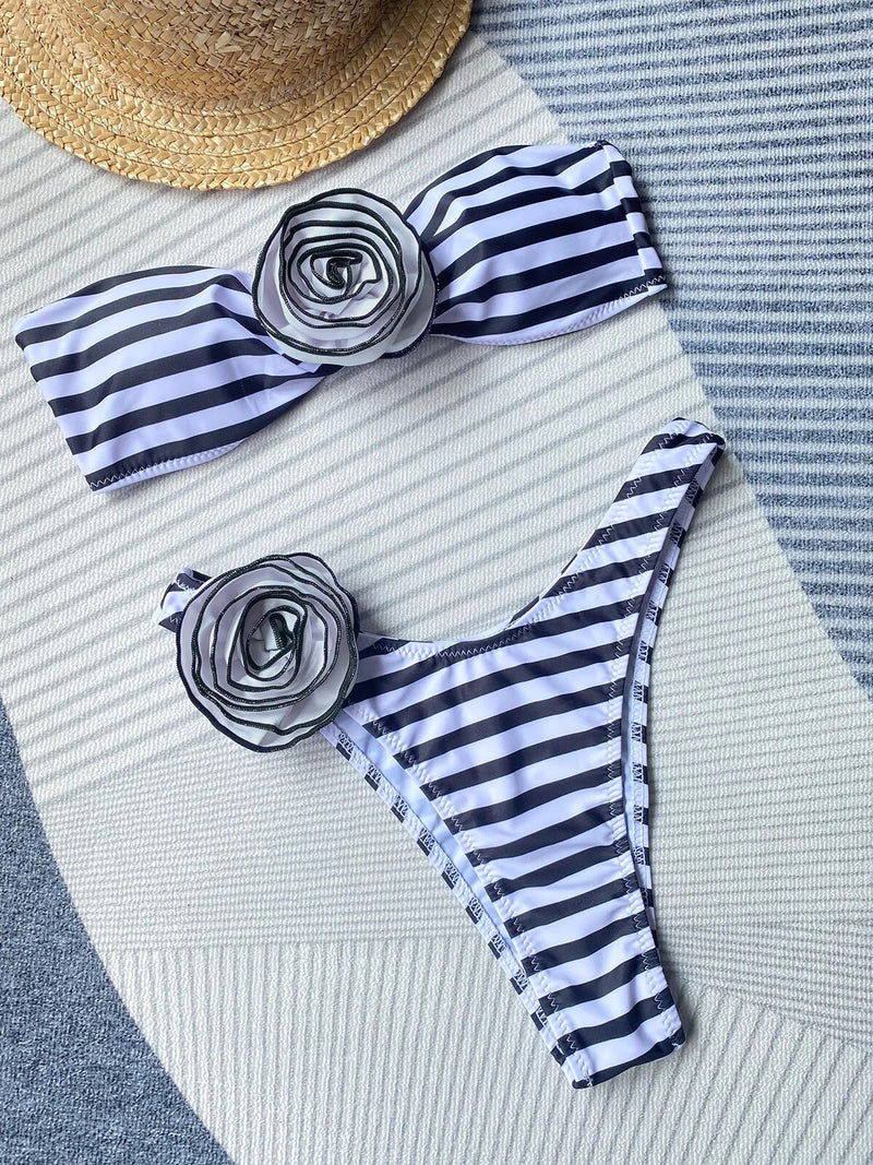 Yüksek Bel Deniz Çiçekleri Bikini