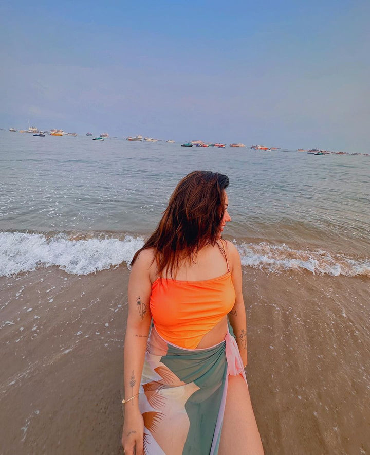 Yüksek Bel Gradient Monokini ve Pareo Seti