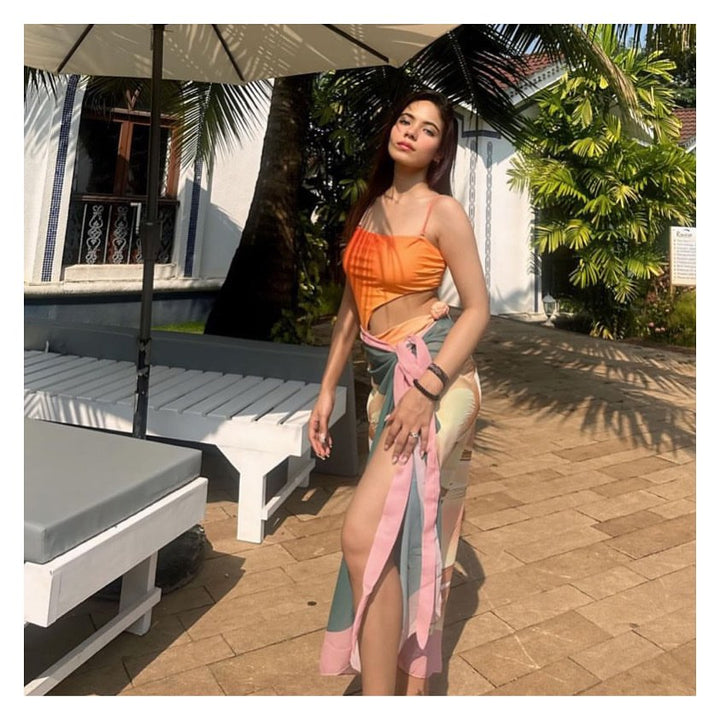Yüksek Bel Gradient Monokini ve Pareo Seti