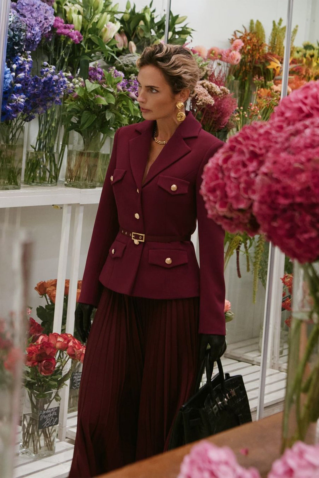 Floransa Kemerli Blazer ve Plise Etek Seti