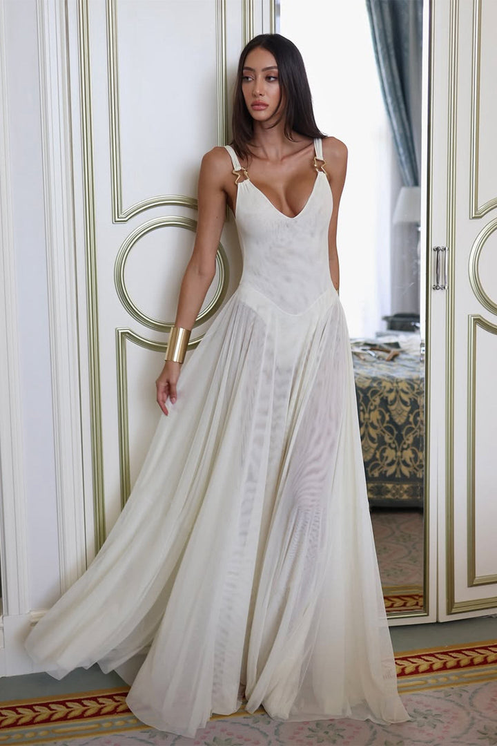 Julie Şeffaf Dantel Maxi Elbise