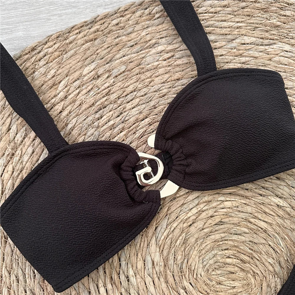 Aspiral Detaylı Yüksek Bel Bikini