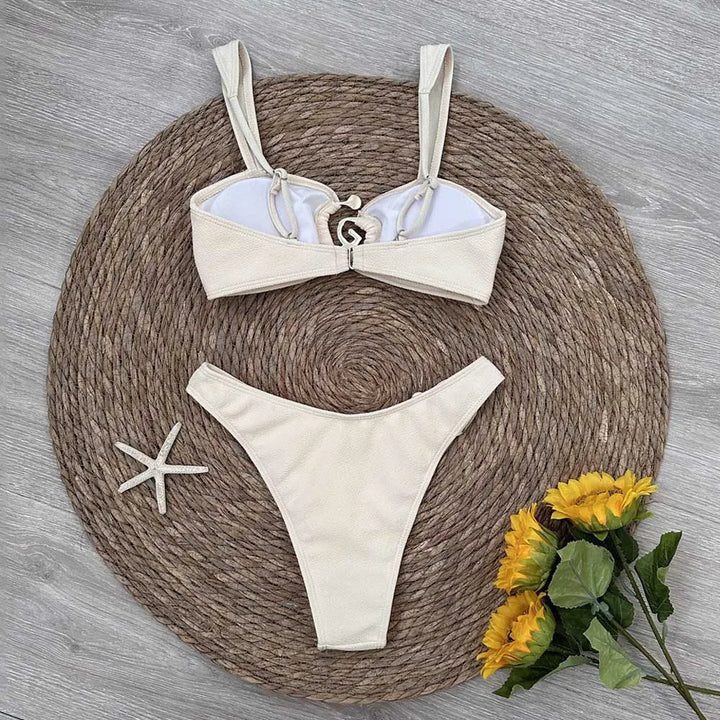 Aspiral Detaylı Yüksek Bel Bikini