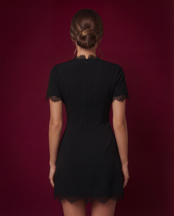 Modern Gabi Dantel Mini Elbise