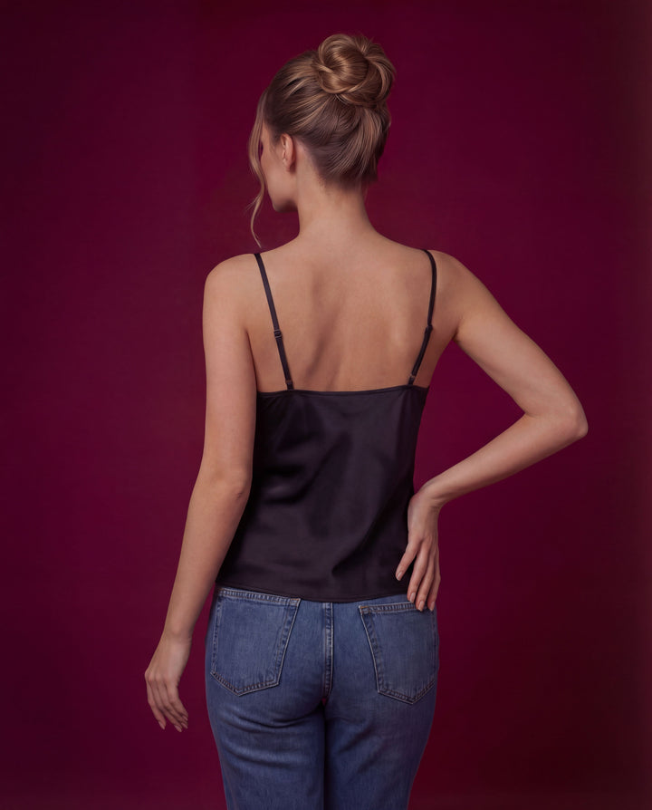 Modern Gabi Saten Dantel V Yaka Bluz