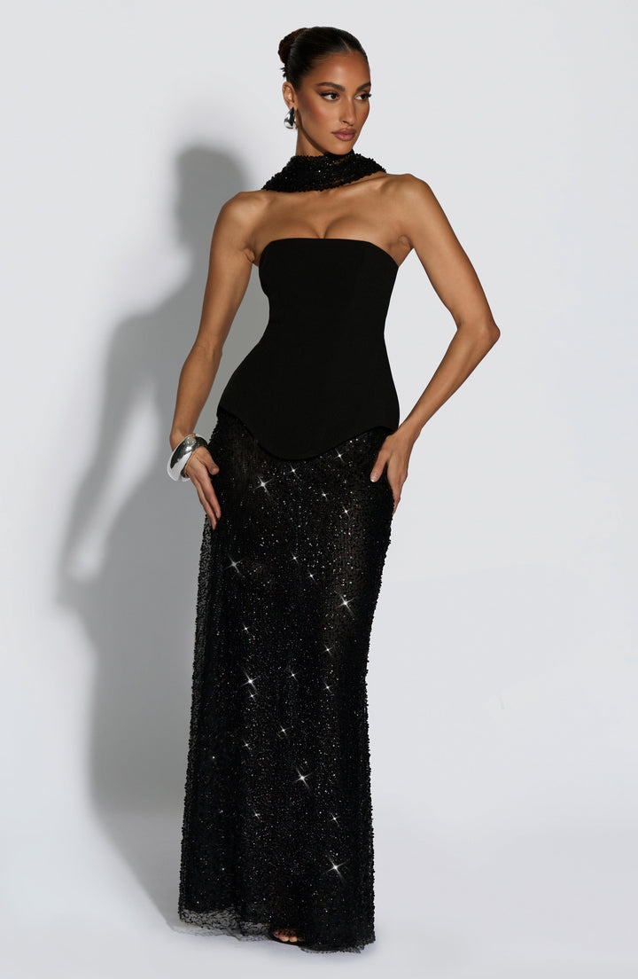 Allaire Siyah Maxi Elbise