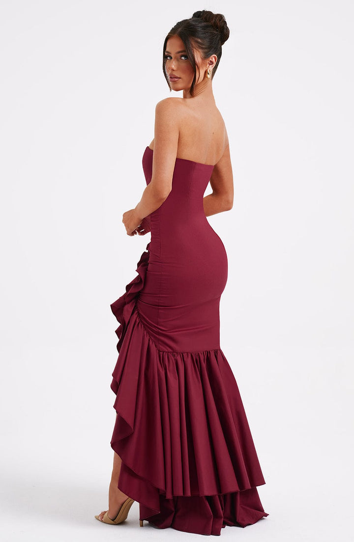 Bordo Angelina Maxi Elbise