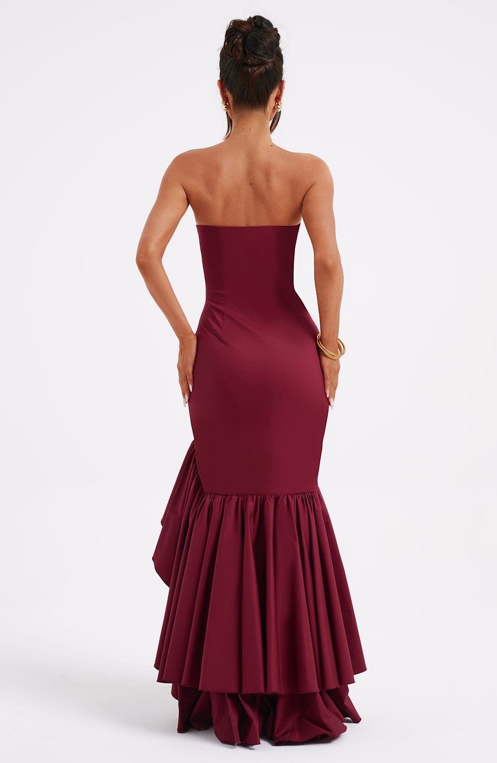 Bordo Angelina Maxi Elbise