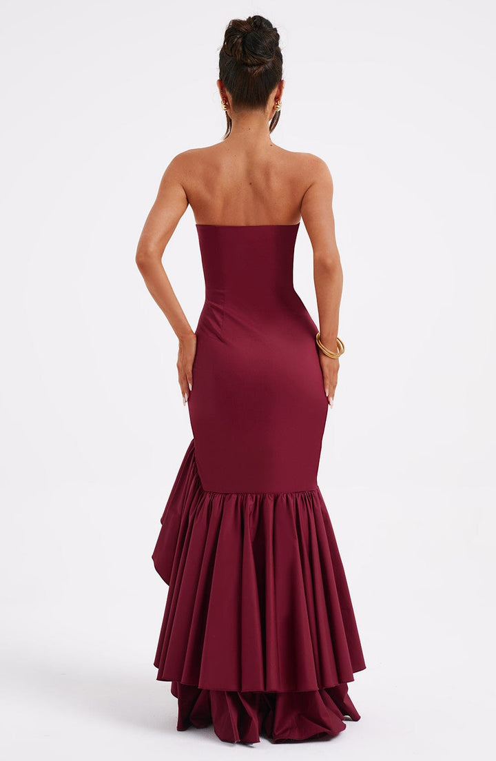 Bordo Angelina Maxi Elbise
