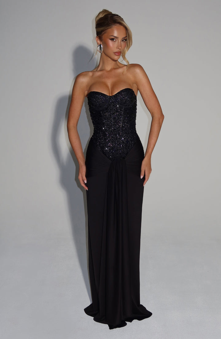 Carina Siyah Maxi Elbise