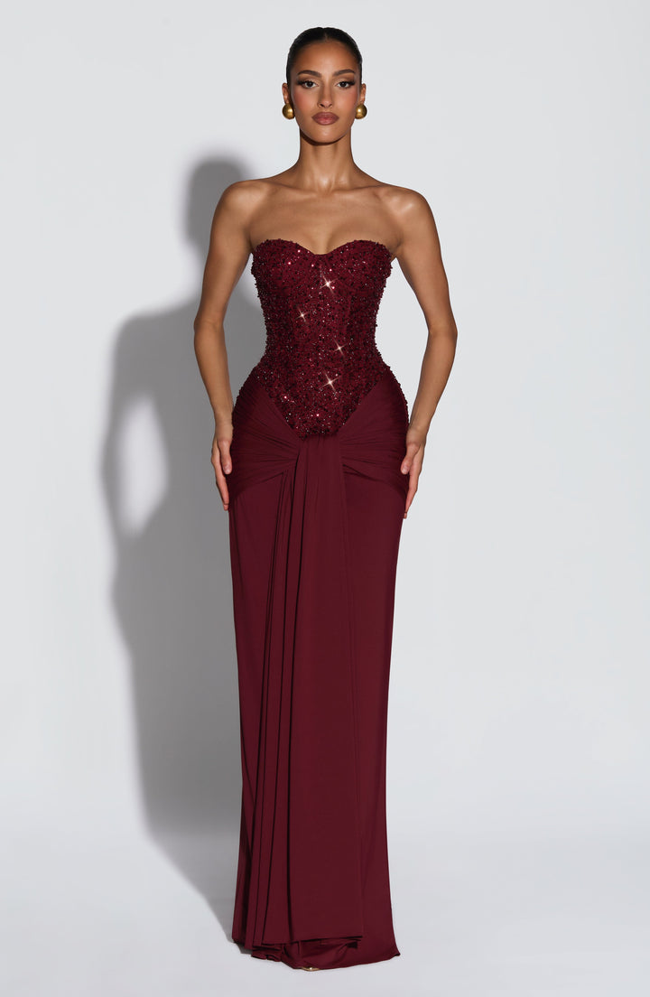 Bordo Carina Maxi Elbise