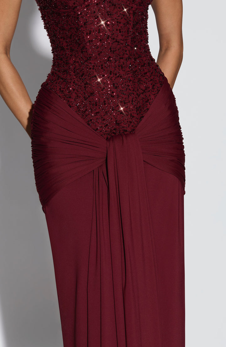 Bordo Carina Maxi Elbise