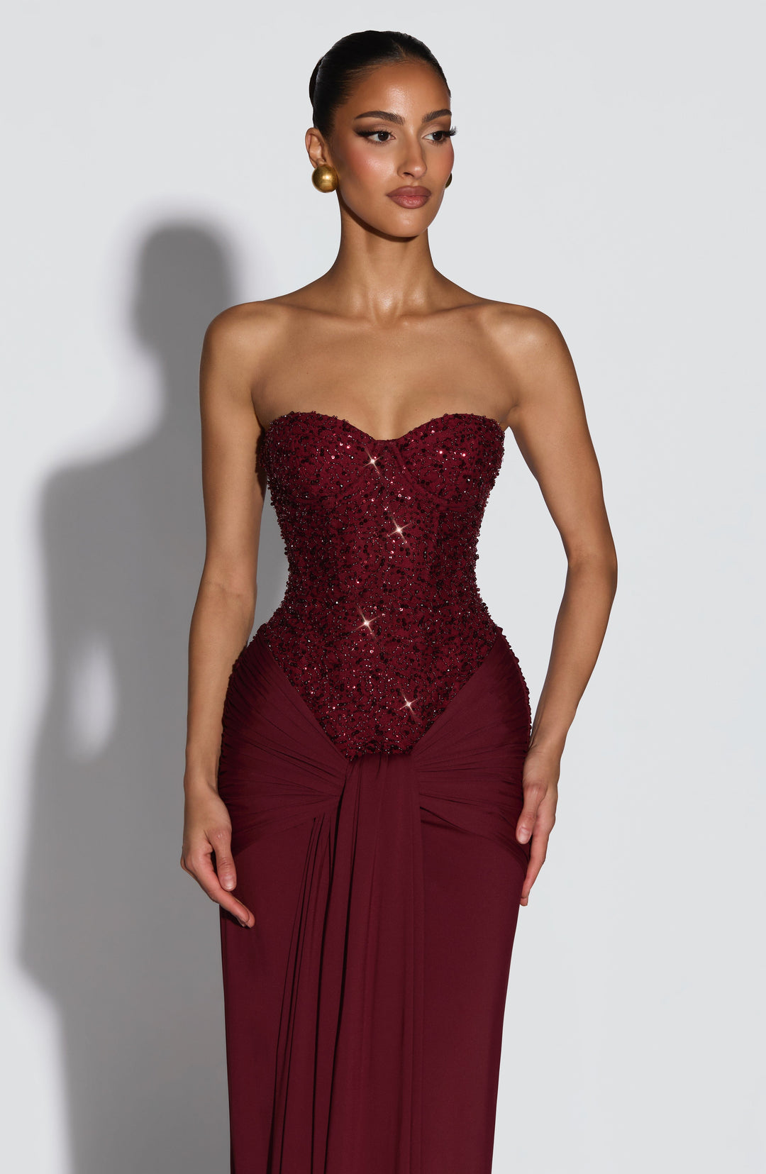 Bordo Carina Maxi Elbise
