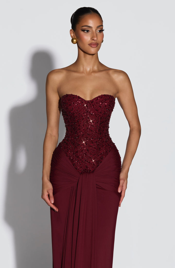 Bordo Carina Maxi Elbise