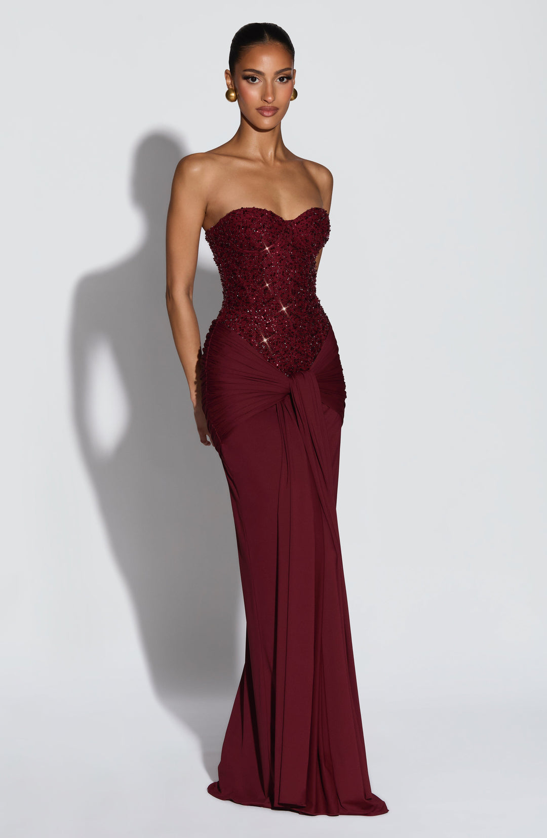 Bordo Carina Maxi Elbise