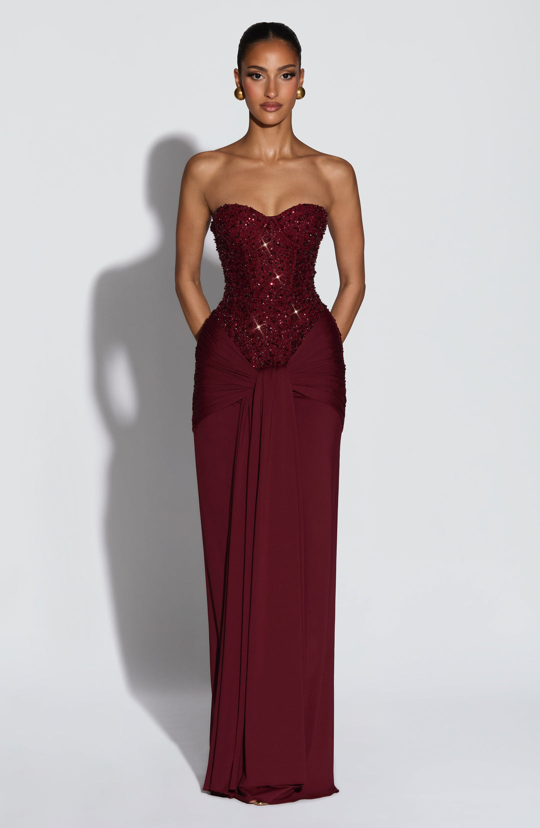 Bordo Carina Maxi Elbise