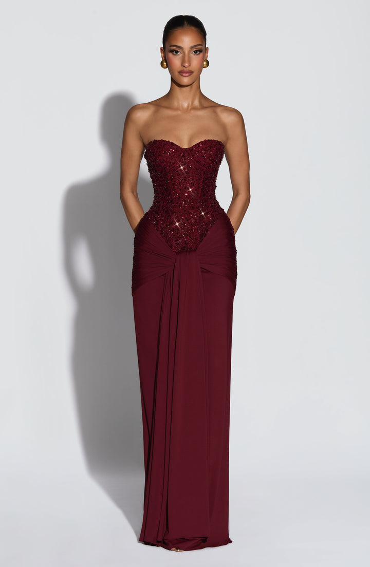 Bordo Carina Maxi Elbise