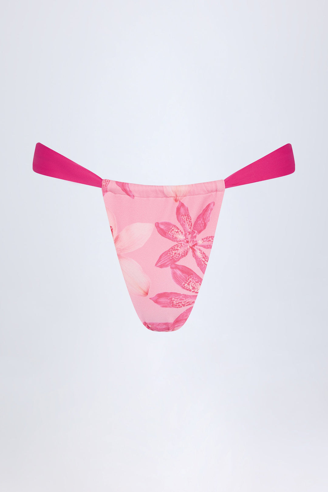 Yüksek Bel Pembe Orkide Desenli Şık Bikini Takımı