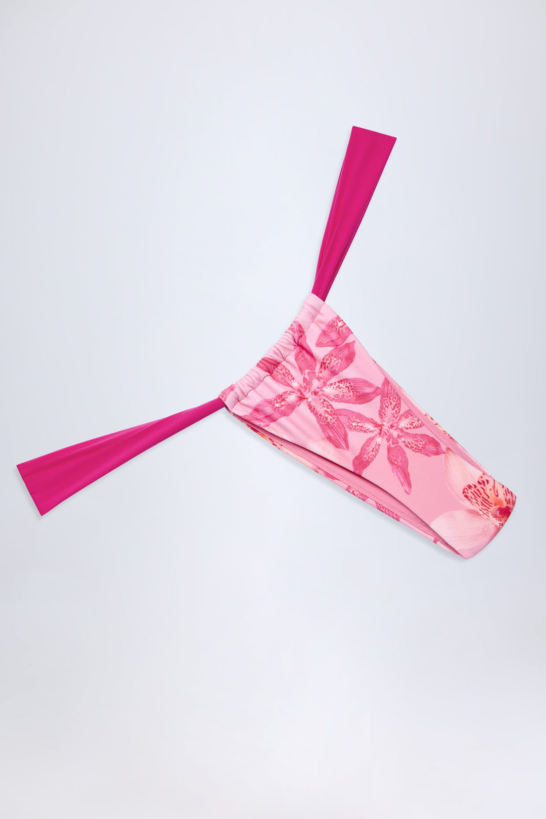 Yüksek Bel Pembe Orkide Desenli Şık Bikini Takımı
