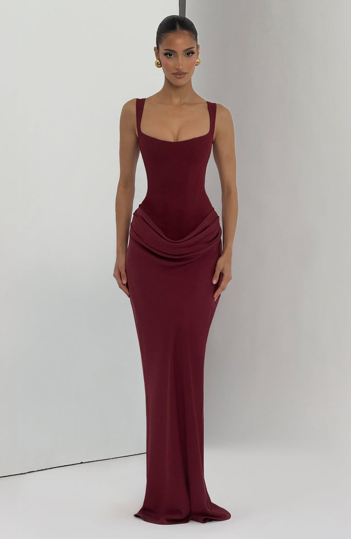 Bordo Cornelia Maxi Elbise