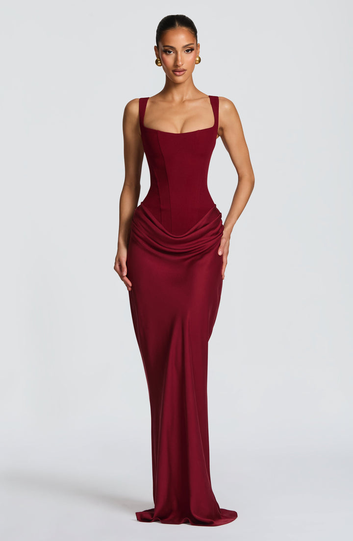Bordo Cornelia Maxi Elbise