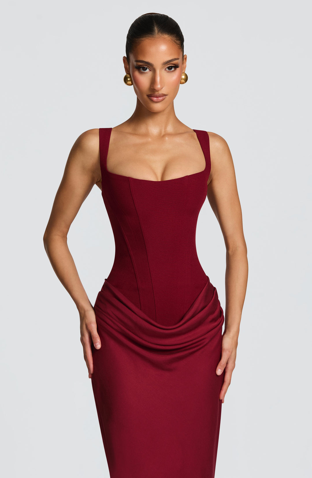 Bordo Cornelia Maxi Elbise