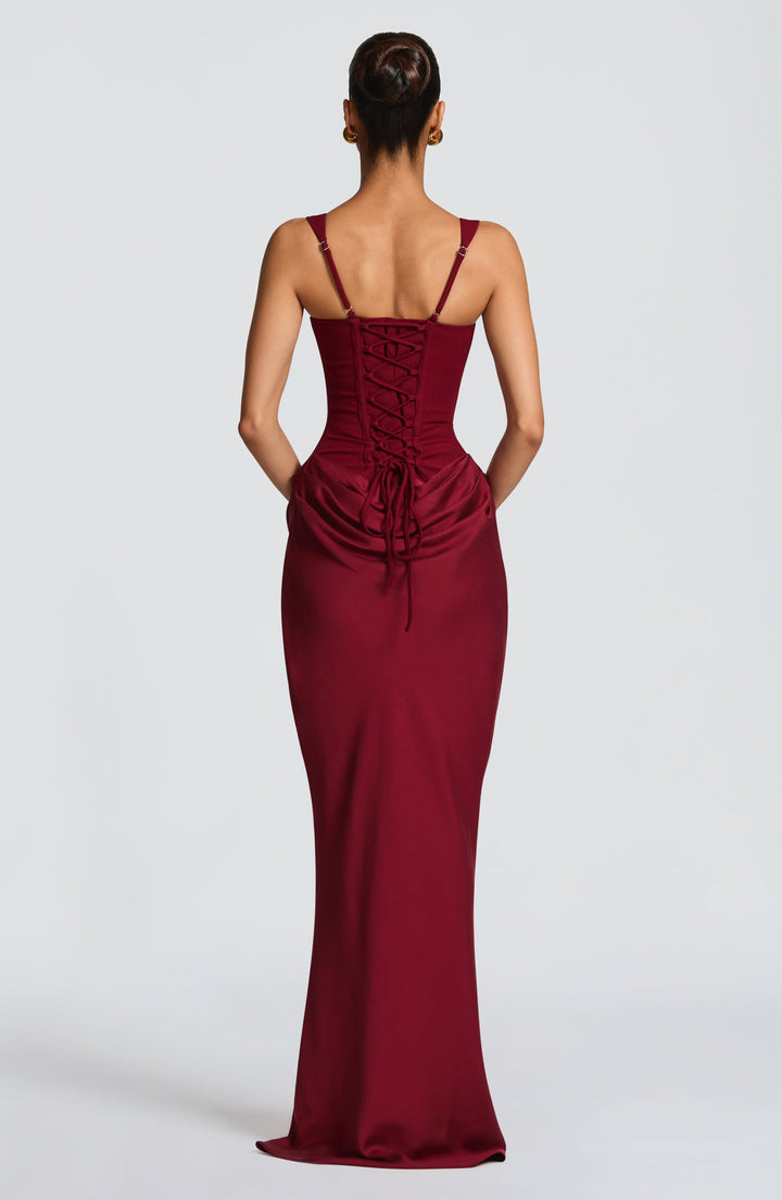 Bordo Cornelia Maxi Elbise