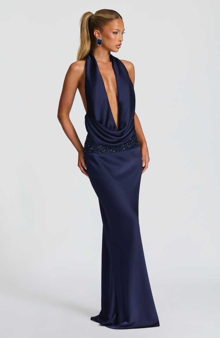 Lacivert Eleni Maxi Elbise