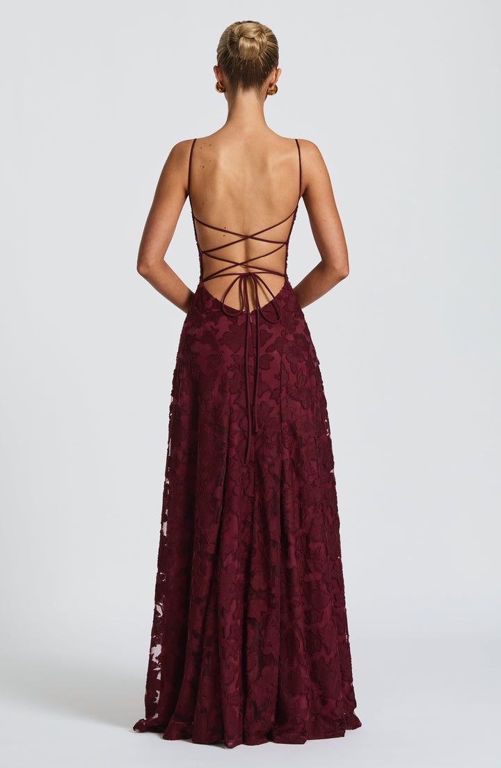 Francis Maxi Elbise - Modern Kiraz Desenli