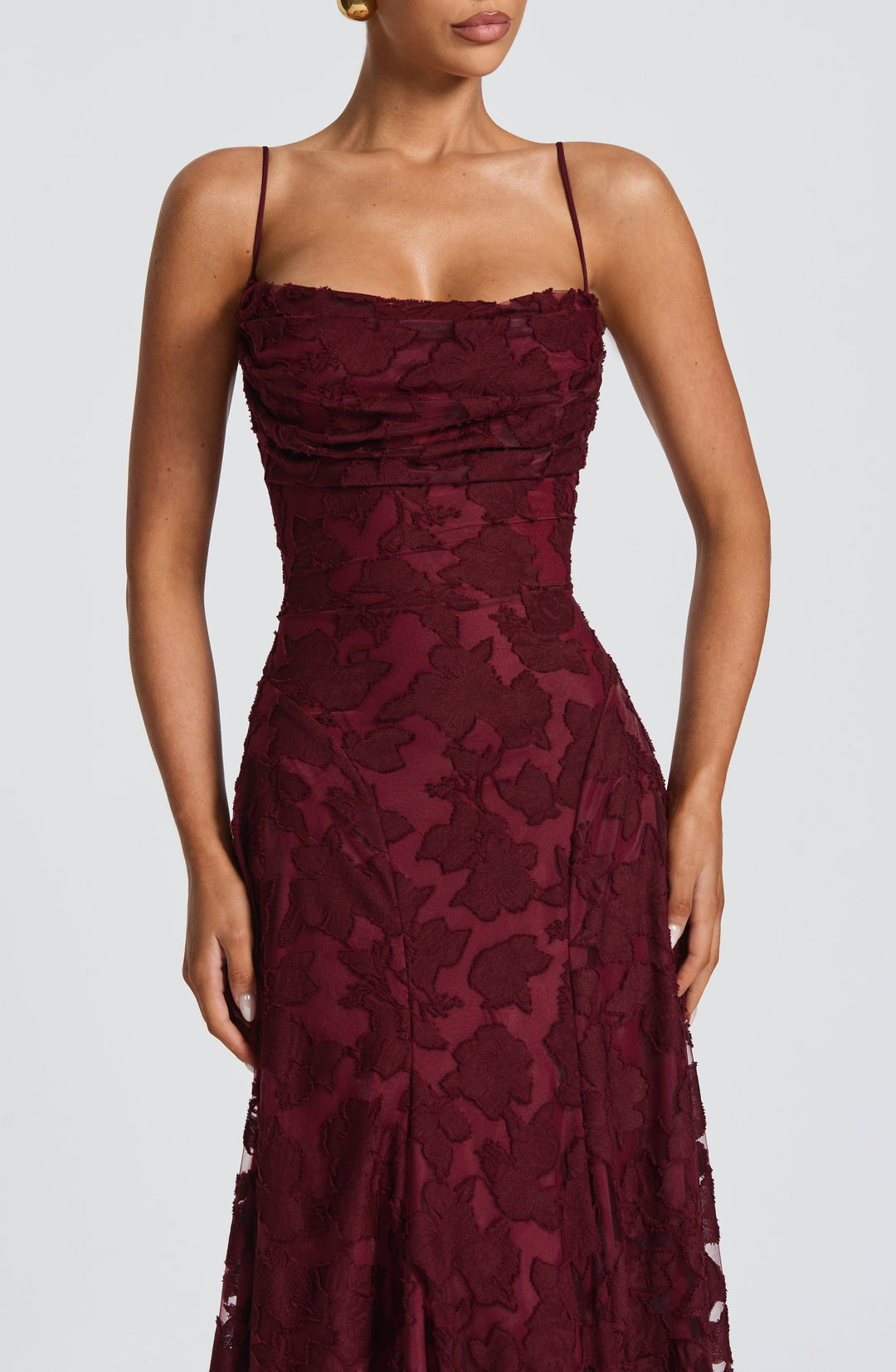 Francis Maxi Elbise - Modern Kiraz Desenli