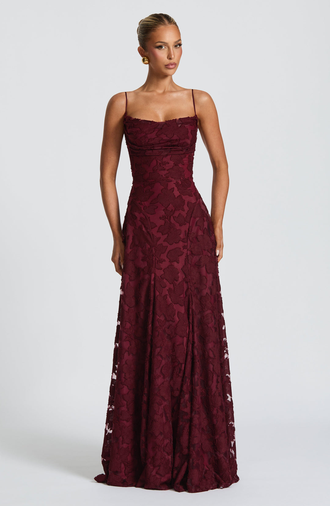 Francis Maxi Elbise - Modern Kiraz Desenli