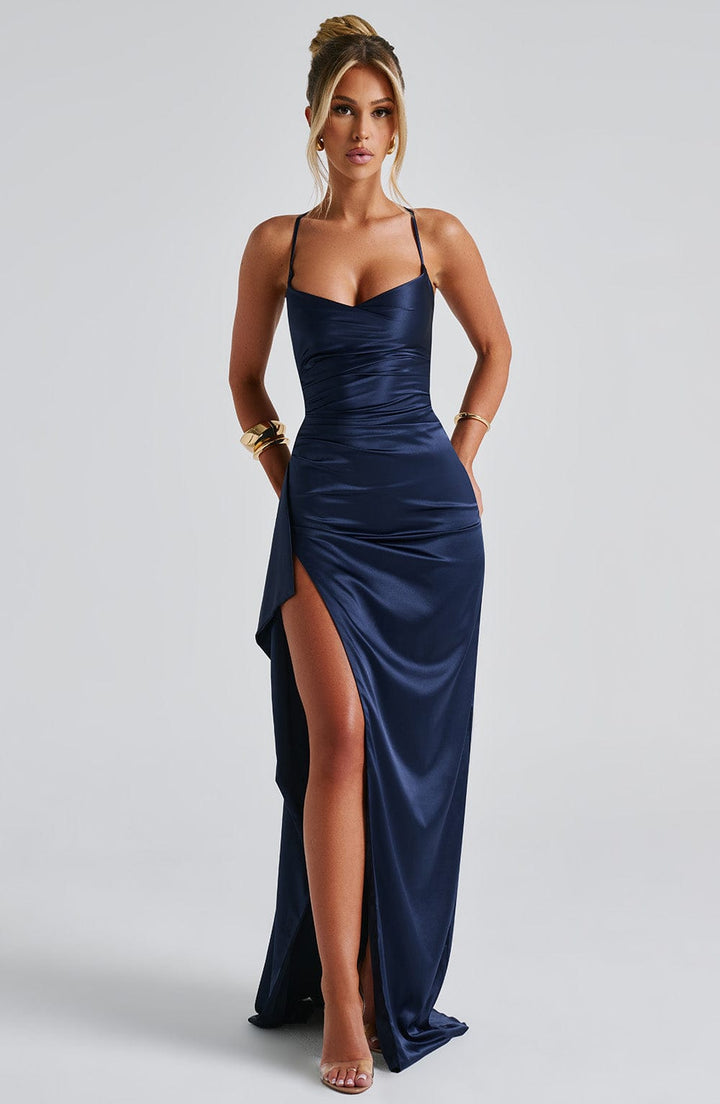 Lacivert Helen Maxi Elbise