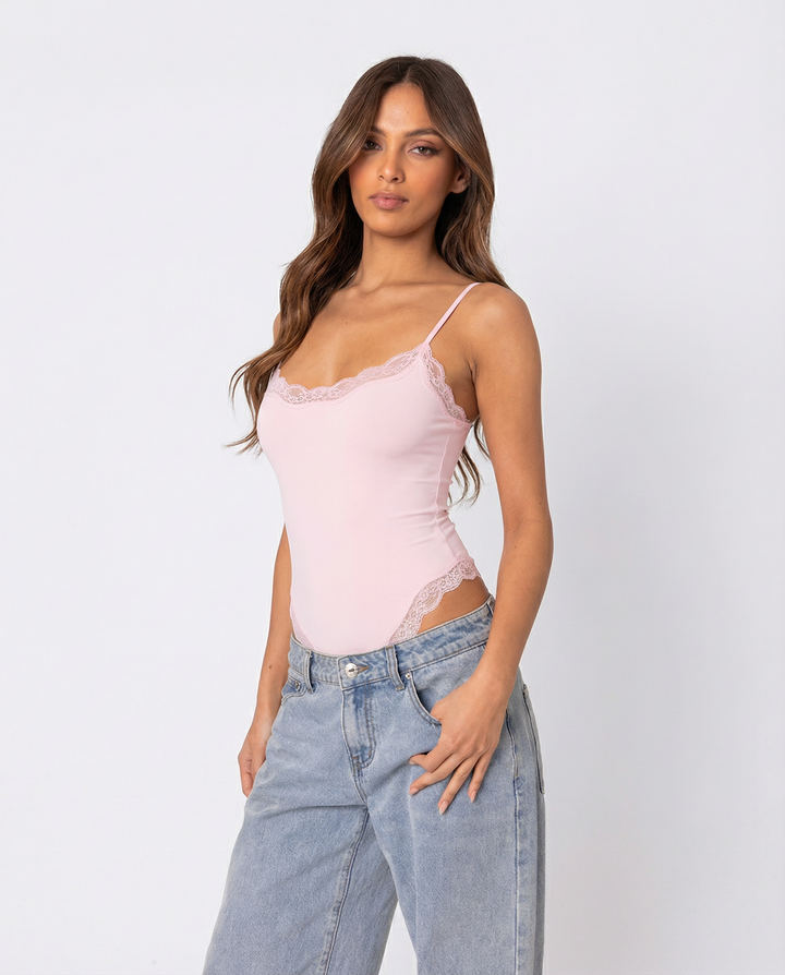 Yüksek Bel Dantel Bebek Bodysuit Bluz
