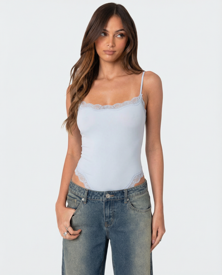 Yüksek Bel Dantel Bebek Bodysuit Bluz