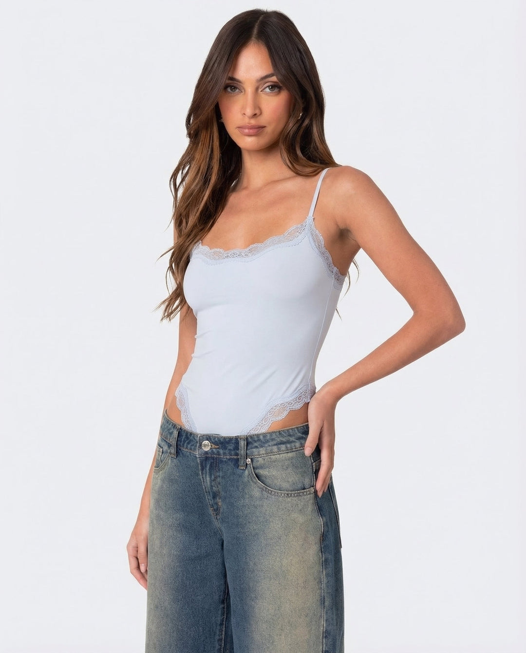 Yüksek Bel Dantel Bebek Bodysuit Bluz
