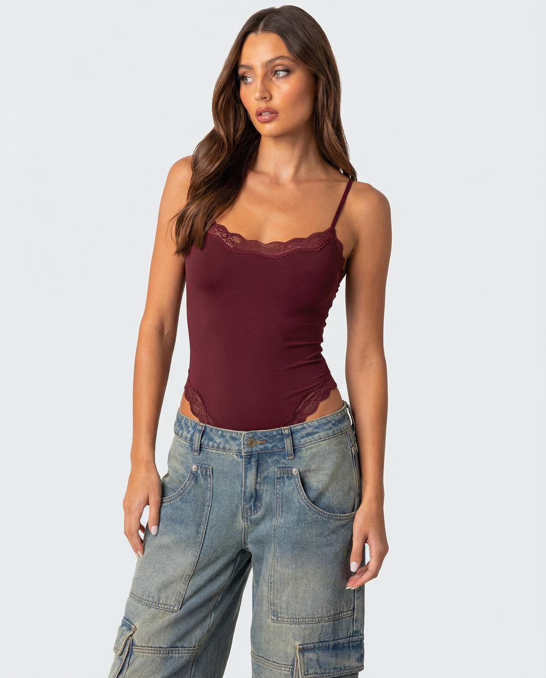 Yüksek Bel Dantel Bebek Bodysuit Bluz